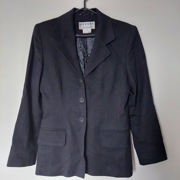 Women's Jaeger Wool & Cashmere Black Blazer (Size 10) - Picture 1 of 13